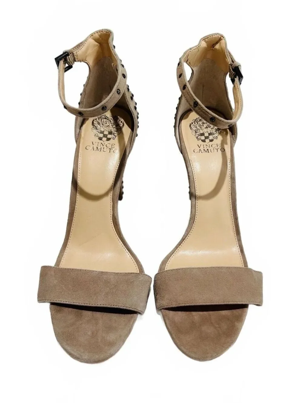 Vince Camuto Women's Suede Studded High Heel Sandals Ankle Strap Size 10